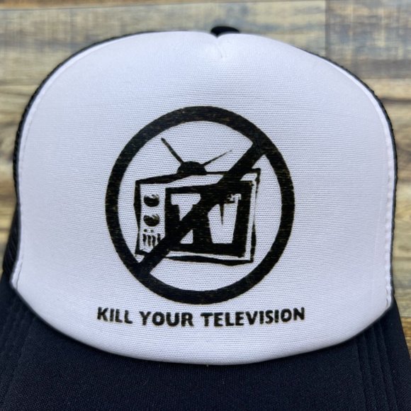 Kill Your Television Mens Trucker Hat Black Snapback Punk Anarchy Death Metal - Picture 3 of 8